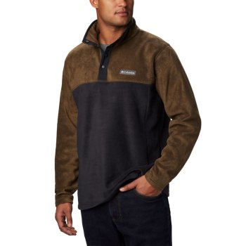 Columbia Steens Mountain Half Snap Fleece, Pullover Negros Verde Oliva Para Hombre | 591274-AVG